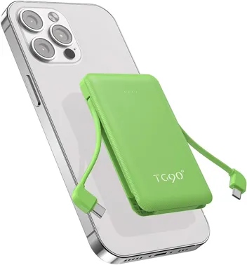 TG90 6000mAh Portable Mini Power Bank w/ Built-in Cables