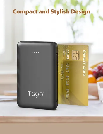 TG90 6000mAh Portable Mini Power Bank w/ Built-in Cables