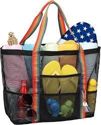 PACKISM Mesh Beach Bag-Tote for 9 Pockets Large Beach Bag