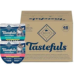 24-Count 2.6-Oz Twin Packs Blue Buffalo Tastefuls Savory Singles Wet Cat Food