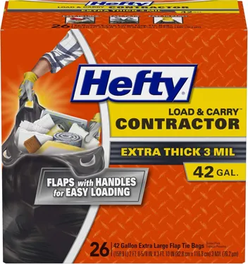 Load & Carry Heavy Duty Contractor Large Trash Bags (42-Gallon, 26-Count)