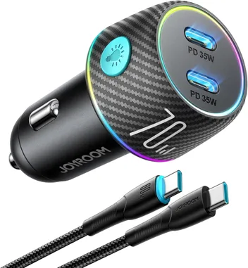 Joyroom 70W Dual USB-C Car Charger with RGB Light