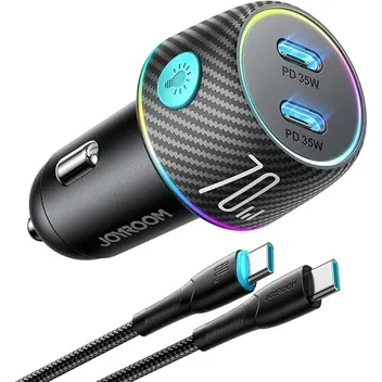 Joyroom 70W Dual USB-C Car Charger with RGB Light