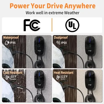 Sixthgu 48A Certified Level 2 EV Charger (Hardwired NACS) with 25ft Cable, SAE Tesla Connector