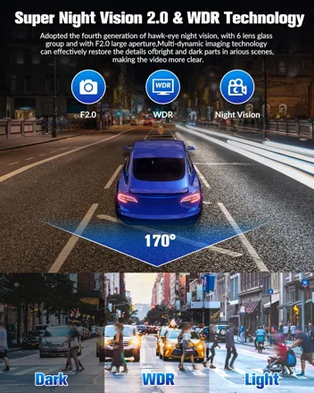 Azacvb WMY 4K Car Dash Camera with 2" Display