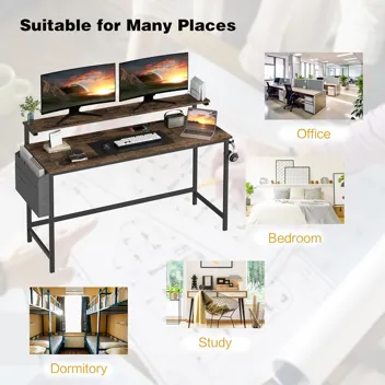 Shintenchi Computer Desk w/ Monitor Stand (47.2”L*19.7”W*29.5”H)