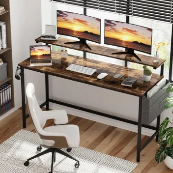 Shintenchi Computer Desk w/ Monitor Stand (47.2”L*19.7”W*29.5”H)