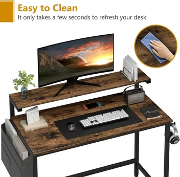 Shintenchi Computer Desk w/ Monitor Stand (47.2”L*19.7”W*29.5”H)