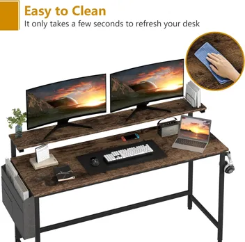 Shintenchi Computer Desk w/ Monitor Stand (47.2”L*19.7”W*29.5”H)