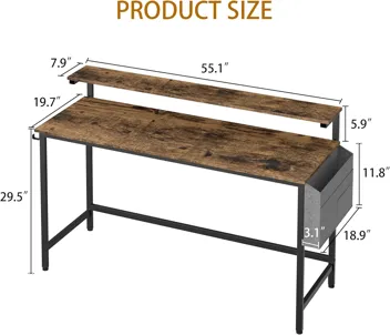 Shintenchi Computer Desk w/ Monitor Stand (47.2”L*19.7”W*29.5”H)