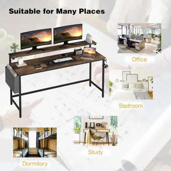 Shintenchi Computer Desk w/ Monitor Stand (47.2”L*19.7”W*29.5”H)