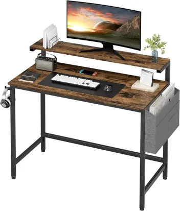 Shintenchi Computer Desk w/ Monitor Stand (47.2”L*19.7”W*29.5”H)