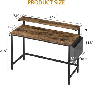 Shintenchi Computer Desk w/ Monitor Stand (47.2”L*19.7”W*29.5”H)