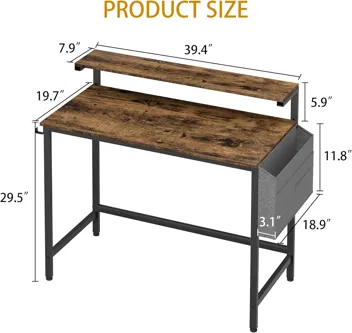 Shintenchi Computer Desk w/ Monitor Stand (47.2”L*19.7”W*29.5”H)