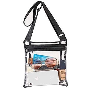 Vorspack Stadium Approved Clear Crossbody Bag w/ Inner Pocket (Black)