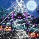 Loqumloi 59" Light Up Giant Spider + 236" Spider Web Halloween Decoration