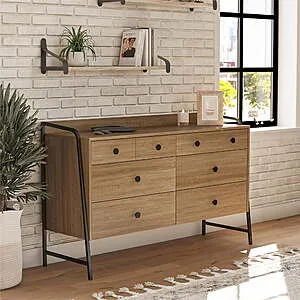 Bushwick Wide 6 Drawer Dresser (Natural)