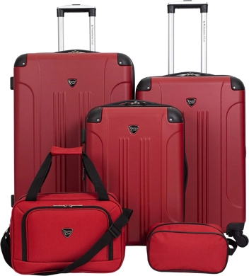 Travelers Club Chicago Hardside Expandable Spinner Luggage Set (5-Piece, Red)