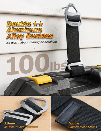 One Hand Operation Adjustable Cable Strap (2x 14", 2x 18") with Aluminum Buckles