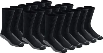 Dri-tech Moisture Control Crew Socks, Black (6 Pairs), or less