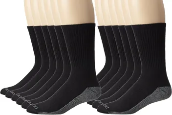 Dri-tech Moisture Control Crew Socks, Black (6 Pairs), or less