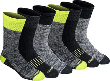 Dri-tech Moisture Control Crew Socks, Black (6 Pairs), or less