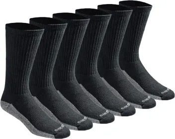 Dri-tech Moisture Control Crew Socks, Black (6 Pairs), or less