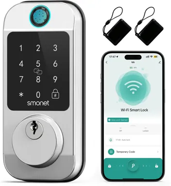 Smonet 10-in-1 Bluetooth Keyless Entry Front Door Lock w/ APP Remote Control