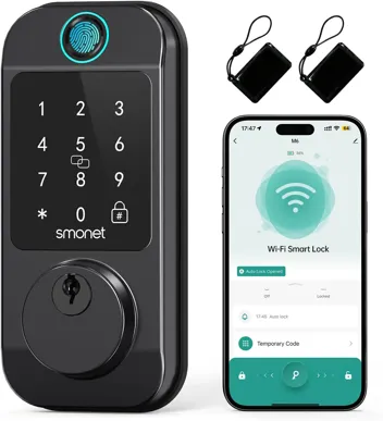 Smonet 10-in-1 Bluetooth Keyless Entry Front Door Lock w/ APP Remote Control