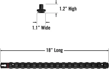 Ernst Manufacturing 18-Inch Magnetic 1/2-Inch Socket Organizer Rail w/ 17 Twist Lock Clips, Blue