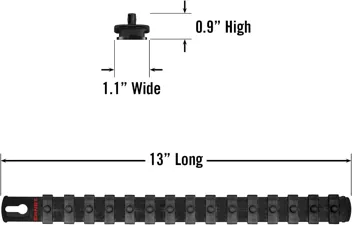 Ernst Manufacturing 18-Inch Magnetic 1/2-Inch Socket Organizer Rail w/ 17 Twist Lock Clips, Blue