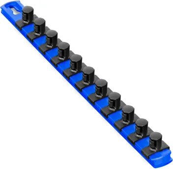 Ernst Manufacturing 18-Inch Magnetic 1/2-Inch Socket Organizer Rail w/ 17 Twist Lock Clips, Blue