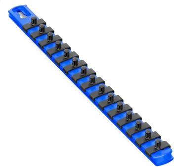 Ernst Manufacturing 18-Inch Magnetic 1/2-Inch Socket Organizer Rail w/ 17 Twist Lock Clips, Blue