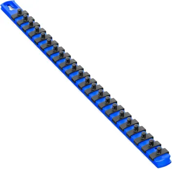 Ernst Manufacturing 18-Inch Magnetic 1/2-Inch Socket Organizer Rail w/ 17 Twist Lock Clips, Blue