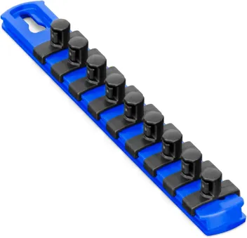 Ernst Manufacturing 18-Inch Magnetic 1/2-Inch Socket Organizer Rail w/ 17 Twist Lock Clips, Blue