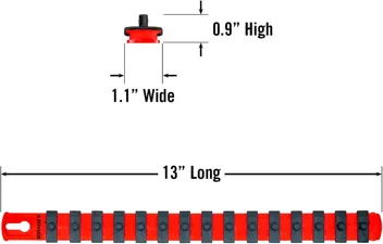 Ernst Manufacturing 18-Inch Magnetic 1/2-Inch Socket Organizer Rail w/ 17 Twist Lock Clips, Blue