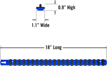 Ernst Manufacturing 18-Inch Magnetic 1/2-Inch Socket Organizer Rail w/ 17 Twist Lock Clips, Blue