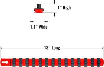 Ernst Manufacturing 18-Inch Magnetic 1/2-Inch Socket Organizer Rail w/ 17 Twist Lock Clips, Blue