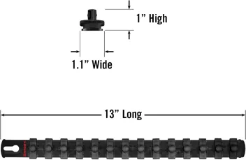 Ernst Manufacturing 18-Inch Magnetic 1/2-Inch Socket Organizer Rail w/ 17 Twist Lock Clips, Blue
