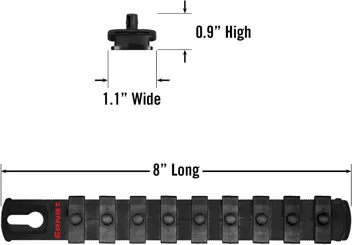 Ernst Manufacturing 18-Inch Magnetic 1/2-Inch Socket Organizer Rail w/ 17 Twist Lock Clips, Blue