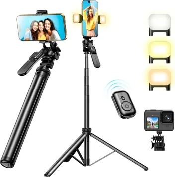 MapleParty 80" Phone Selfie Stick & Tripod with 2x Lights & Remote