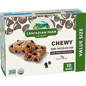 [S&S]: 10-Count 12.3-Oz Cascadian Farm Organic Chocolate Chip Granola Bars (38.5¢ each)