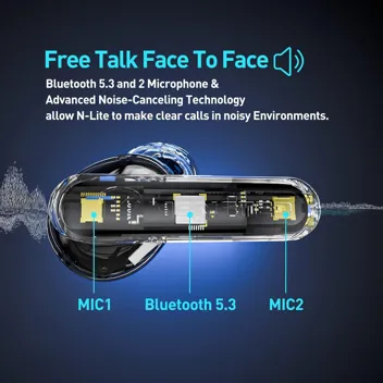 N-Lite Clear Talk Bluetooth 5.3 Wireless Earbuds