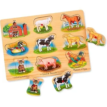 Farm Sound Puzzle Wooden Peg Puzzle (9-Count)