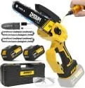 Imoumlive 6" 21V Brushless Motor Mini Electric Chainsaw Kit w/ 2x Batteries