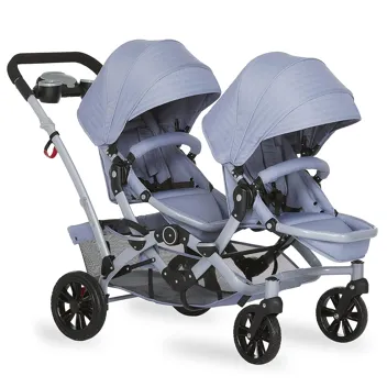 Dream On Me Track Tandem Multi-Position Double Umbrella Stroller (Slate)