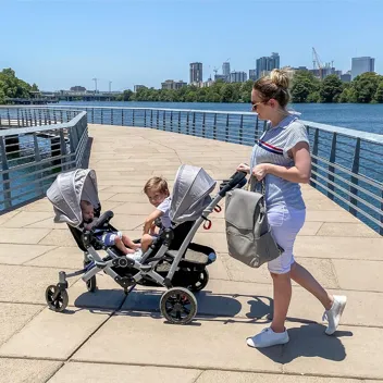 Dream On Me Track Tandem Multi-Position Double Umbrella Stroller (Slate)