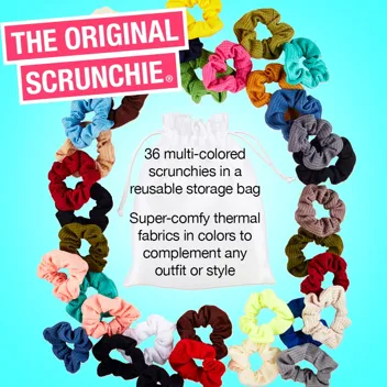 by Conair The Original Velvet Scrunchie Hair Ties & Ponytail Holders, Assorted Scrunchies 20 Count