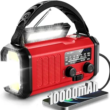 Qauyyw 10000mAh Crank LED Flashlight Emergency Radio