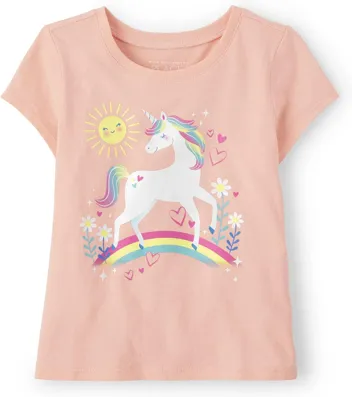 The Children's Place,And Toddler Short Sleeve Graphic T-shirt,Baby-,Unicorn Glow,3T